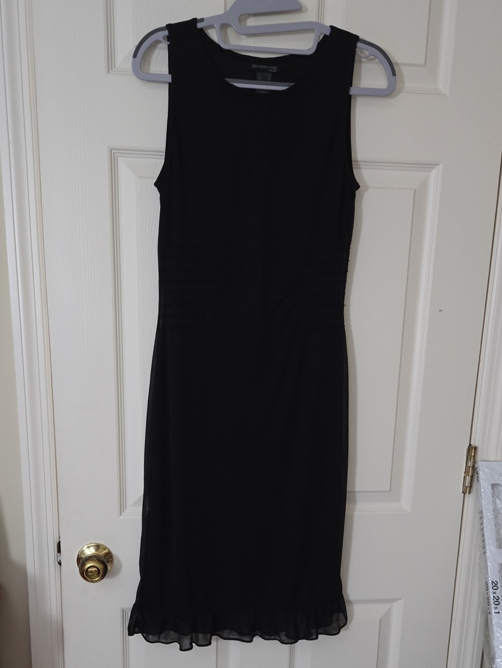 Kenneth Cole New York Black Sleeveless Midi Dress with Pintuck Detail